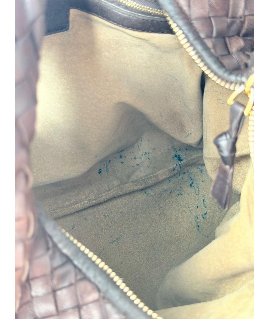 BOTTEGA VENETA Коричневая кожаная сумка с короткими ручками, фото 6
