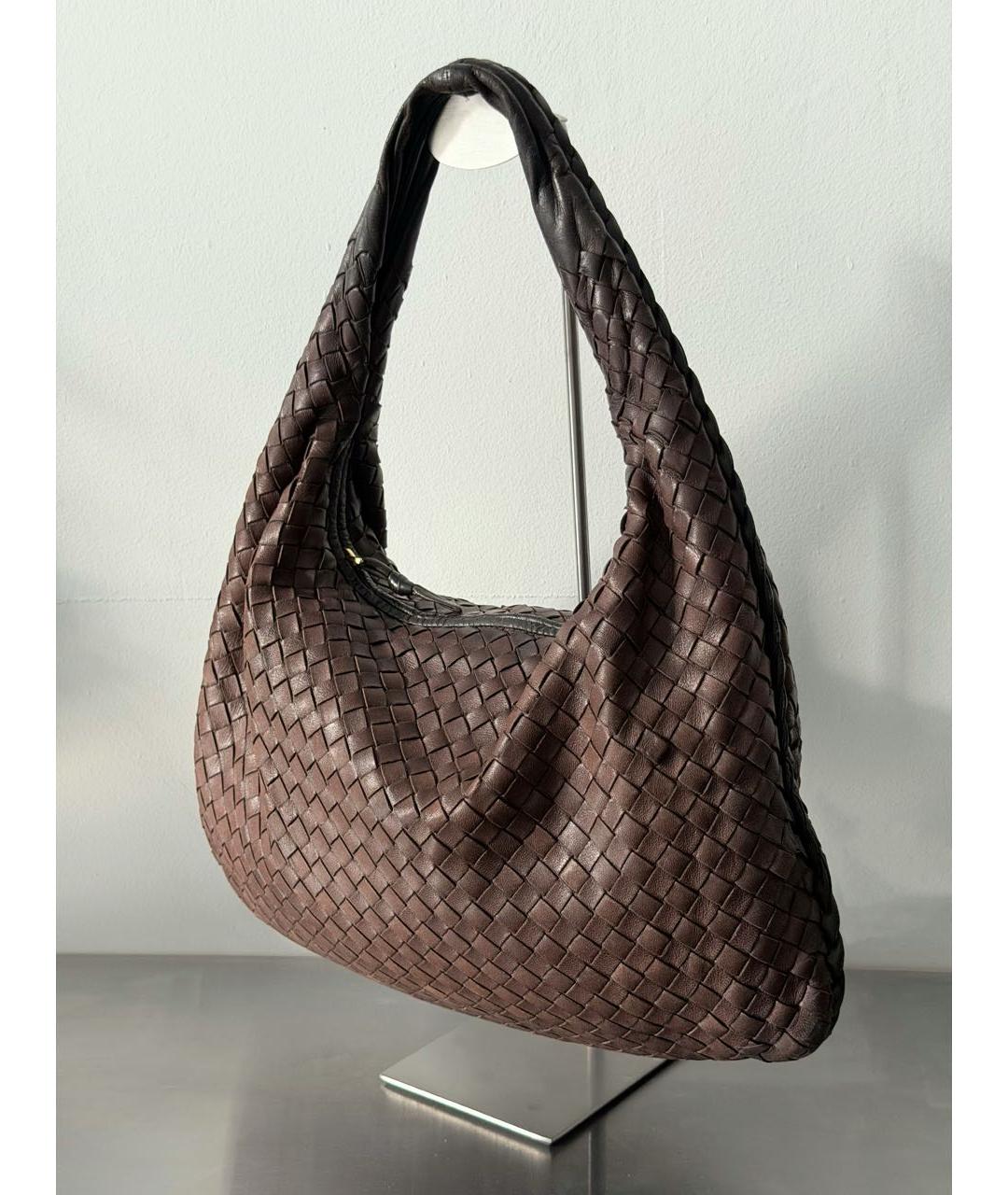 BOTTEGA VENETA Коричневая кожаная сумка с короткими ручками, фото 2