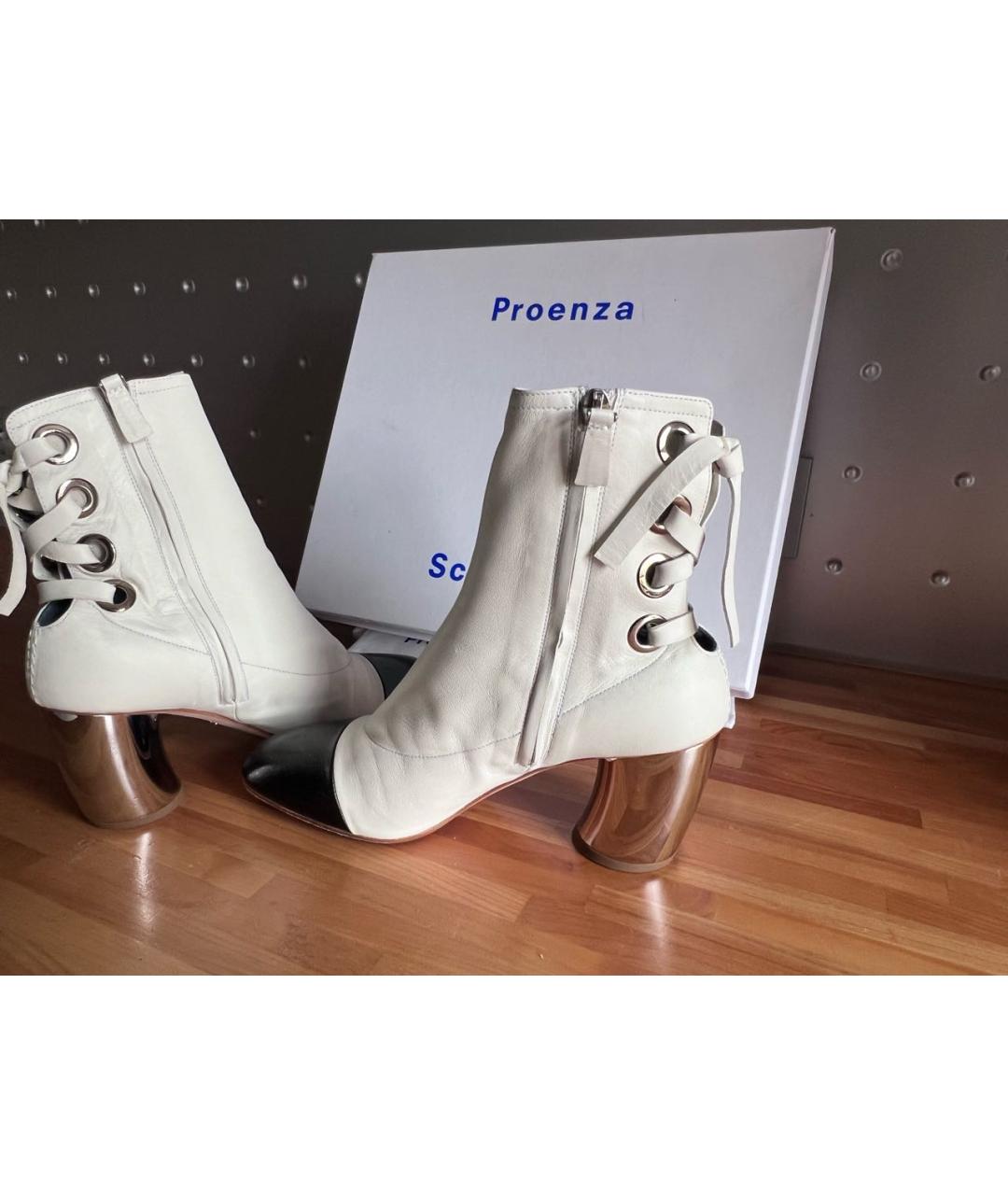PROENZA SCHOULER Белые кожаные ботильоны, фото 5