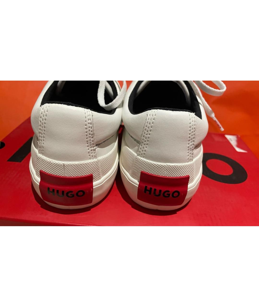 HUGO BOSS Белые кожаные низкие кроссовки / кеды, фото 6