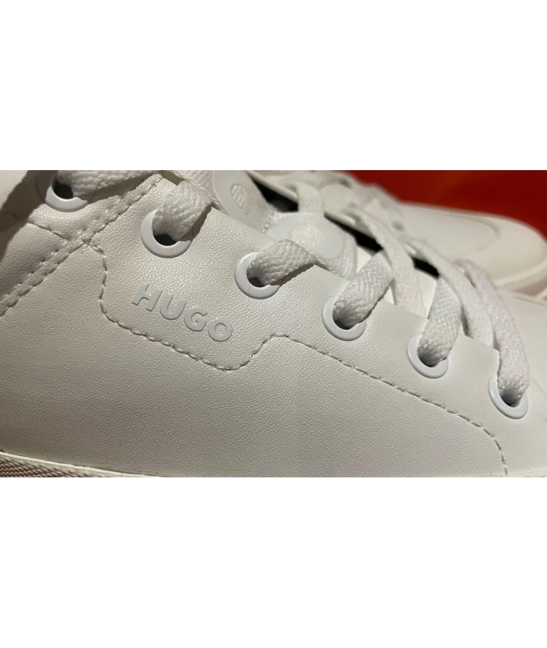 HUGO BOSS Белые кожаные низкие кроссовки / кеды, фото 4