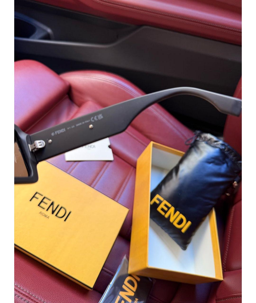 FENDI Черные пластиковые солнцезащитные очки, фото 7