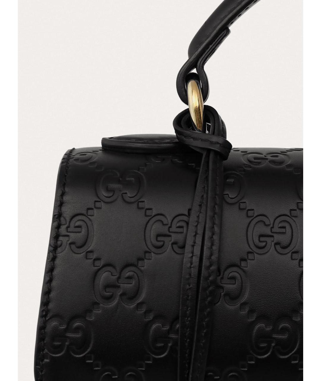 GUCCI Черная кожаная сумка с короткими ручками, фото 7
