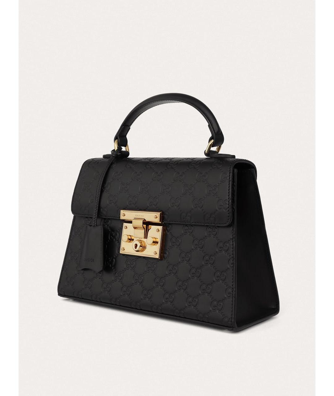 GUCCI Черная кожаная сумка с короткими ручками, фото 2