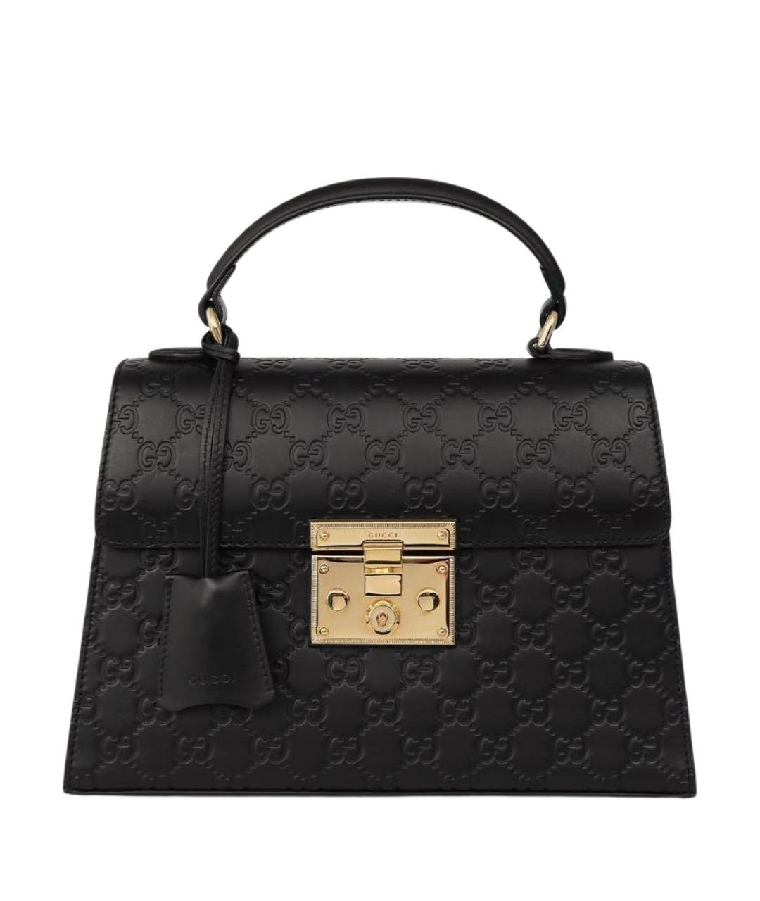 GUCCI Черная кожаная сумка с короткими ручками, фото 1