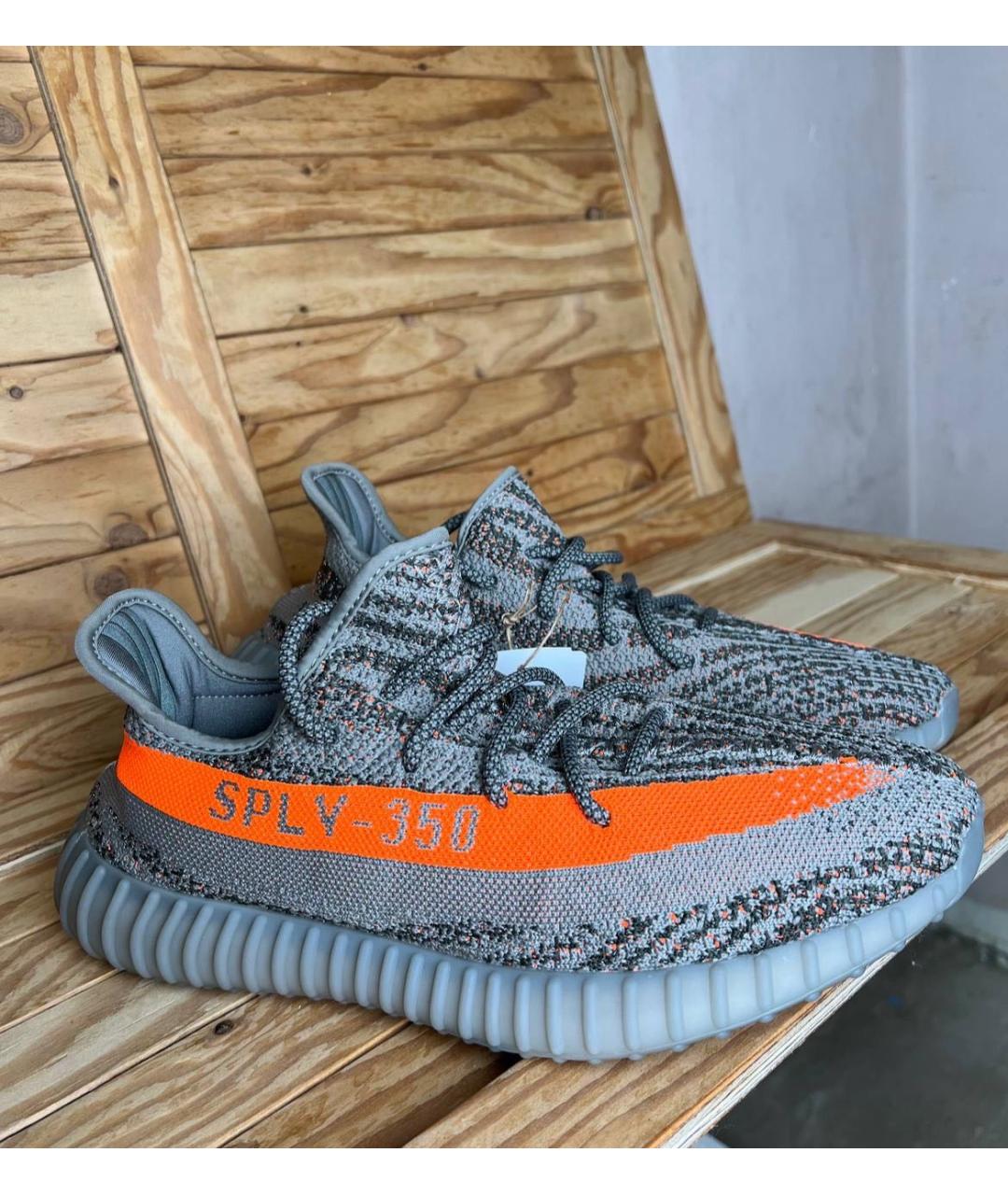YEEZY Серые текстильные низкие кроссовки / кеды, фото 2