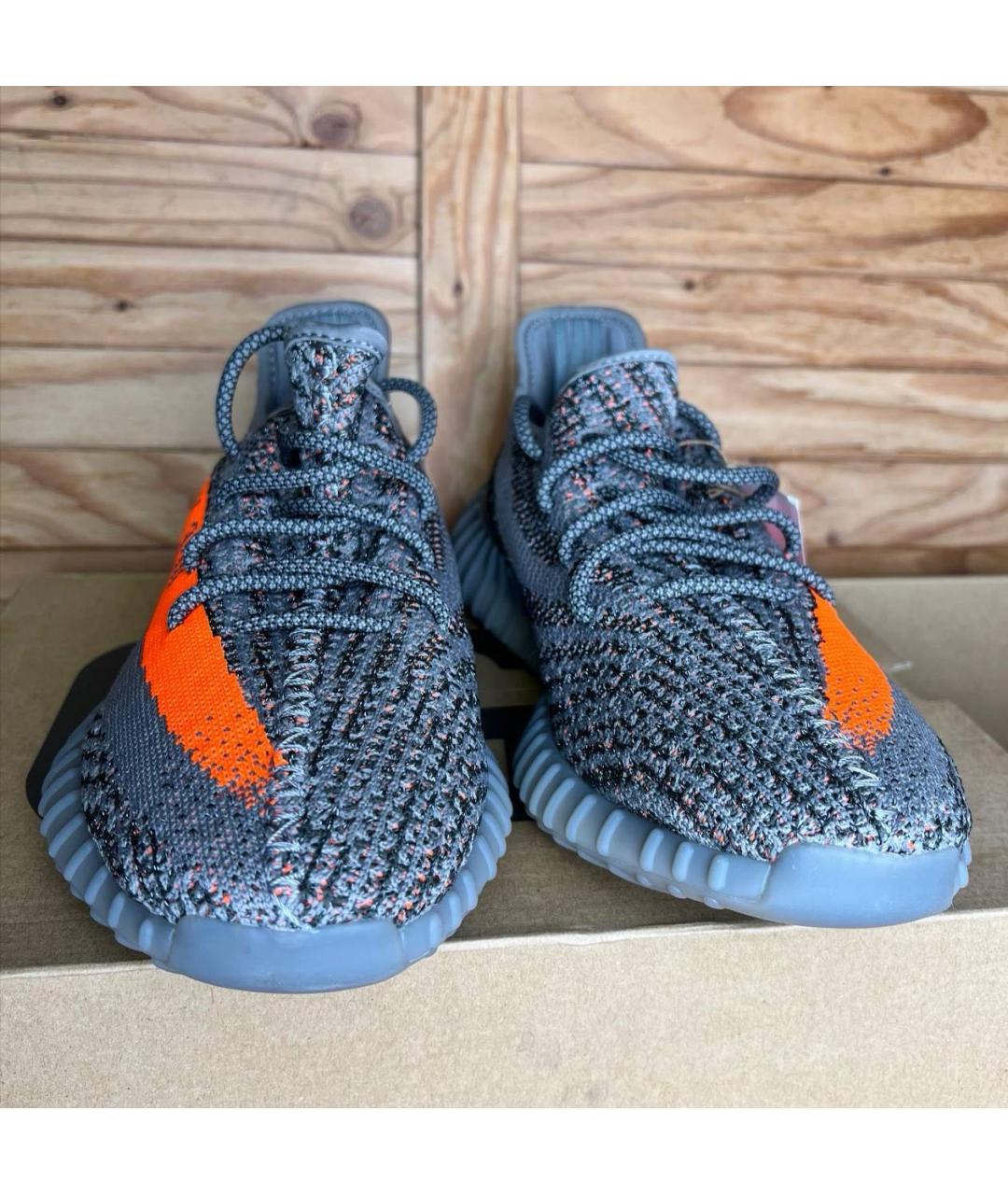 YEEZY Серые текстильные низкие кроссовки / кеды, фото 4