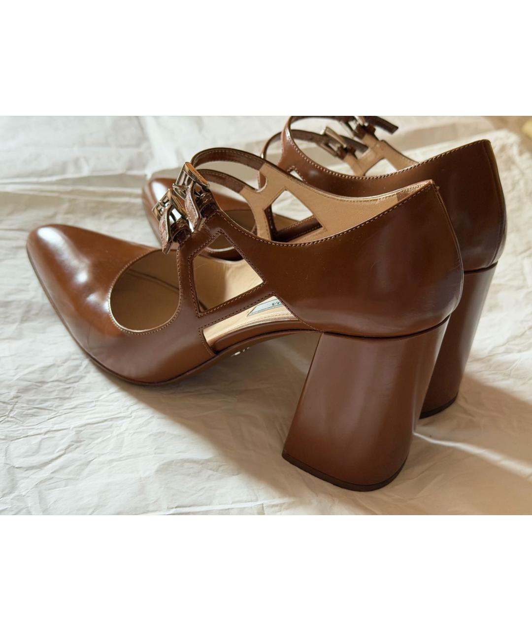 PRADA Коричневые кожаные туфли, фото 7