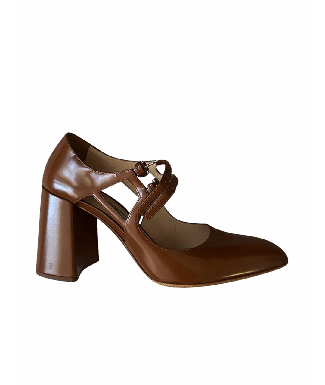 PRADA Коричневые кожаные туфли, фото 1