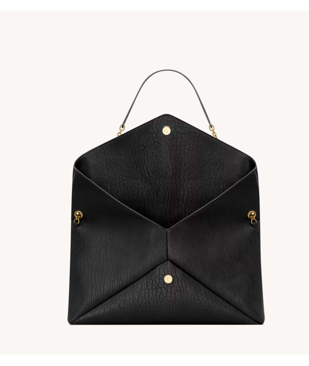 SAINT LAURENT Черная кожаная сумка с короткими ручками, фото 4