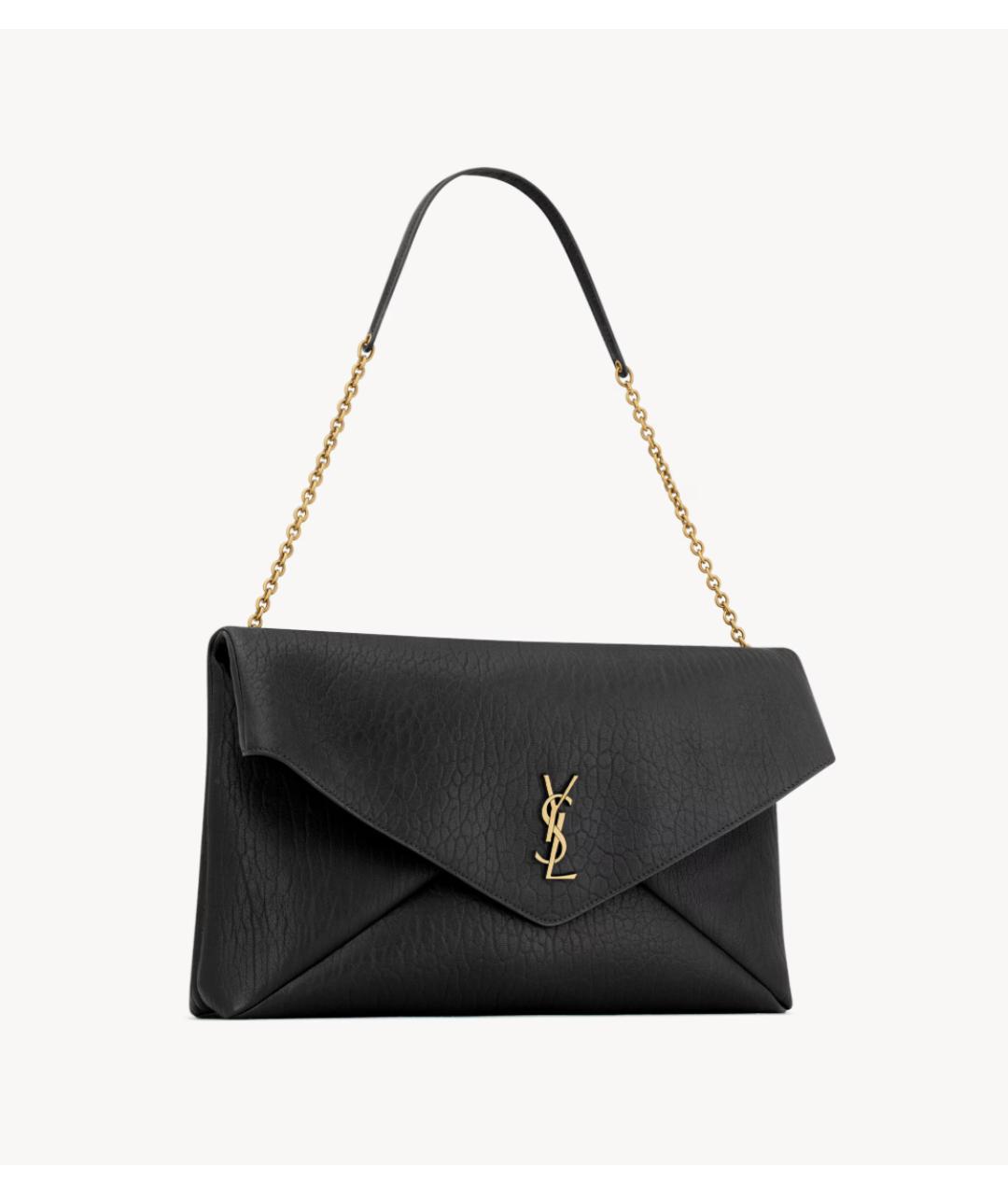 SAINT LAURENT Черная кожаная сумка с короткими ручками, фото 5