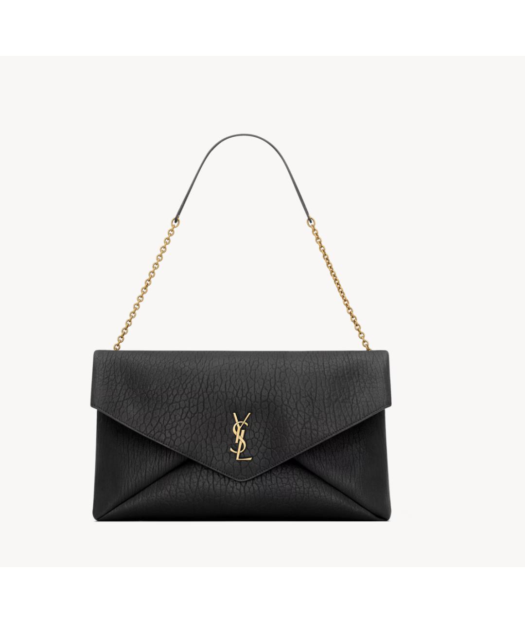 SAINT LAURENT Черная кожаная сумка с короткими ручками, фото 6