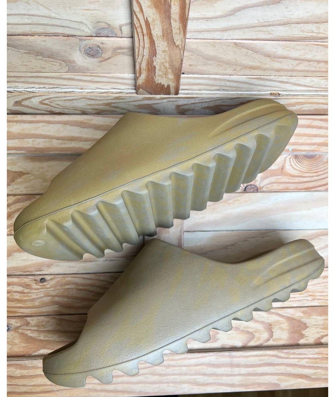 YEEZY Коричневые резиновые шлепанцы, фото 3