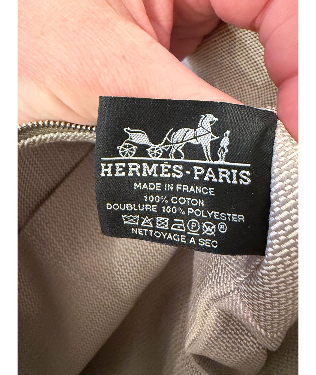 HERMES Бежевая тканевая косметичка, фото 4