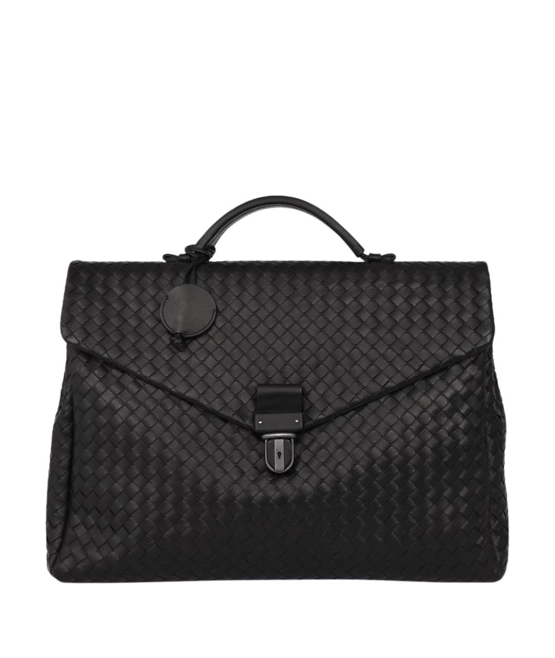 BOTTEGA VENETA Черный кожаный портфель, фото 1