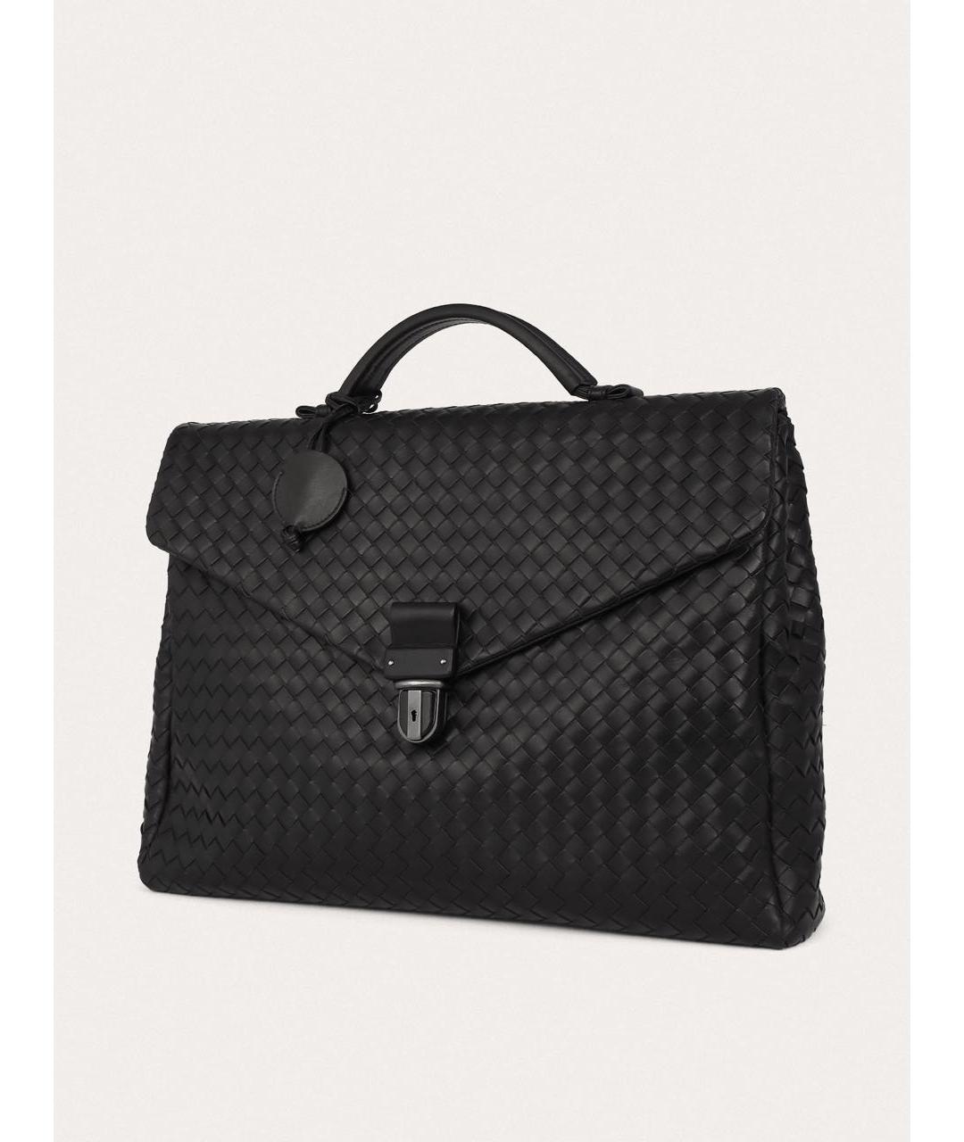 BOTTEGA VENETA Черный кожаный портфель, фото 2
