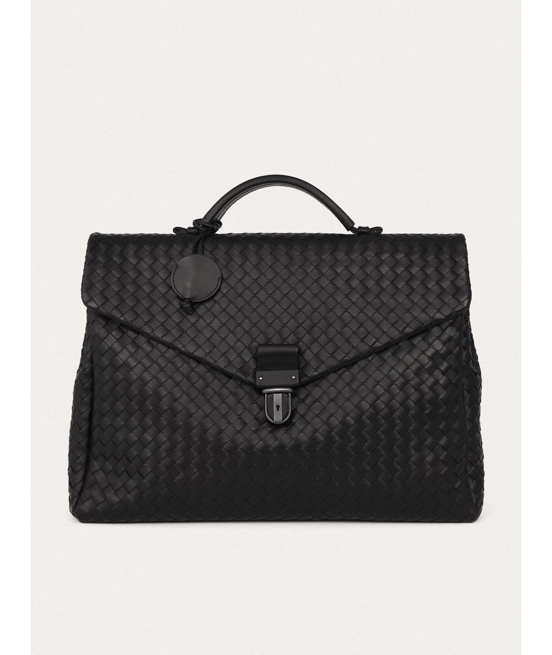 BOTTEGA VENETA Черный кожаный портфель, фото 9