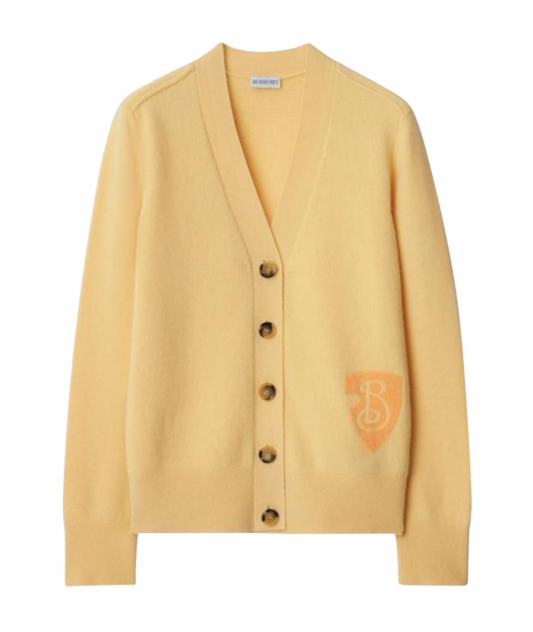BURBERRY Желтый шерстяной кардиган, фото 1