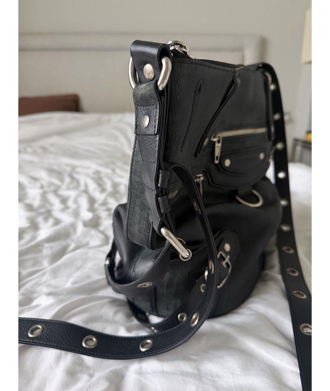 BALENCIAGA Черная кожаная сумка через плечо, фото 2