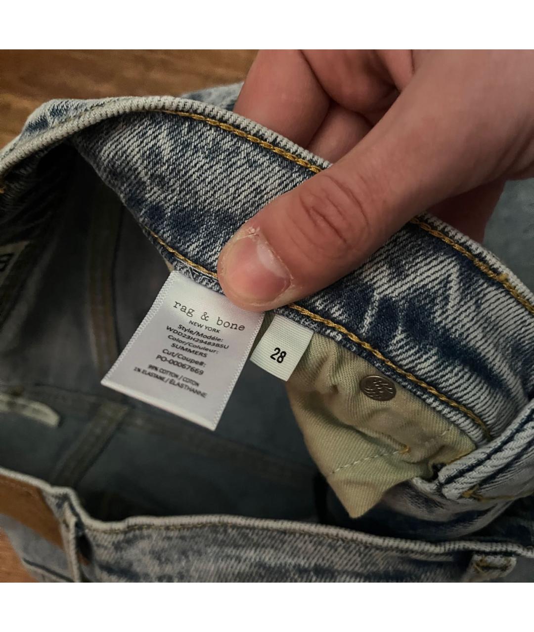 RAG & BONE Голубые хлопко-эластановые джинсы клеш, фото 5