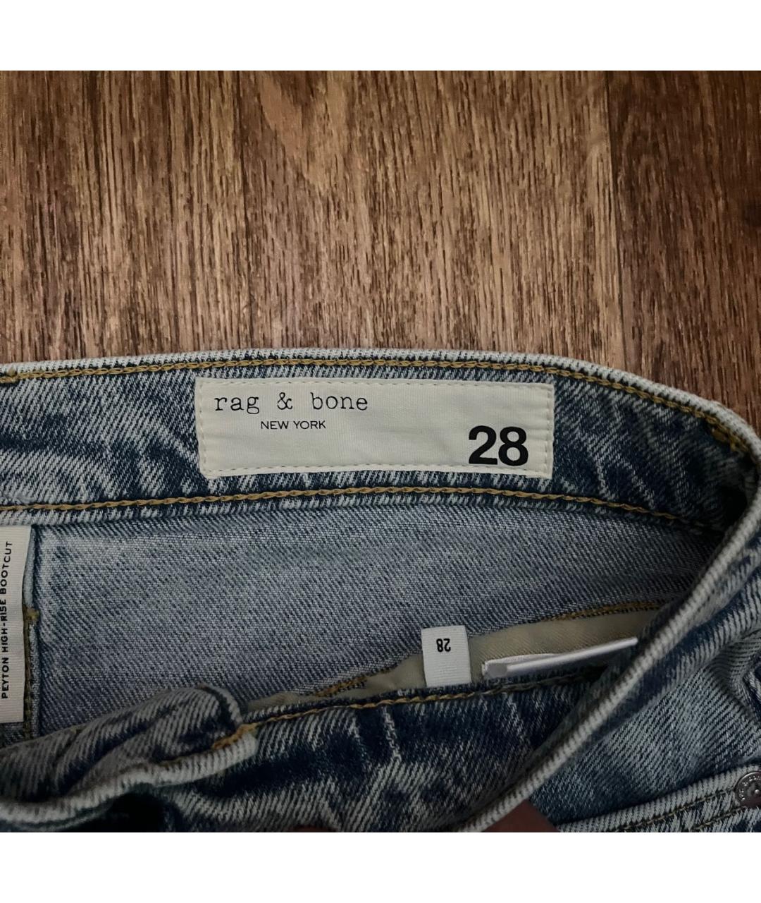 RAG & BONE Голубые хлопко-эластановые джинсы клеш, фото 3