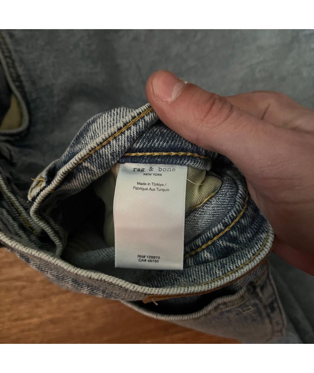 RAG & BONE Голубые хлопко-эластановые джинсы клеш, фото 6