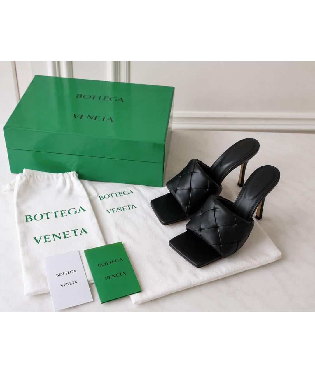 BOTTEGA VENETA Черные кожаные мюли, фото 5