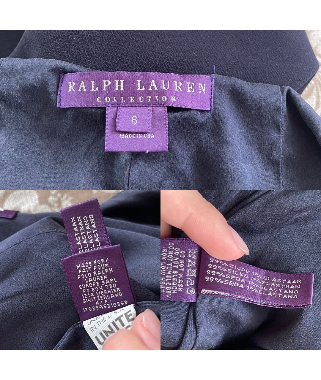 RALPH LAUREN PURPLE LABEL Темно-синяя шелковая юбка миди, фото 6