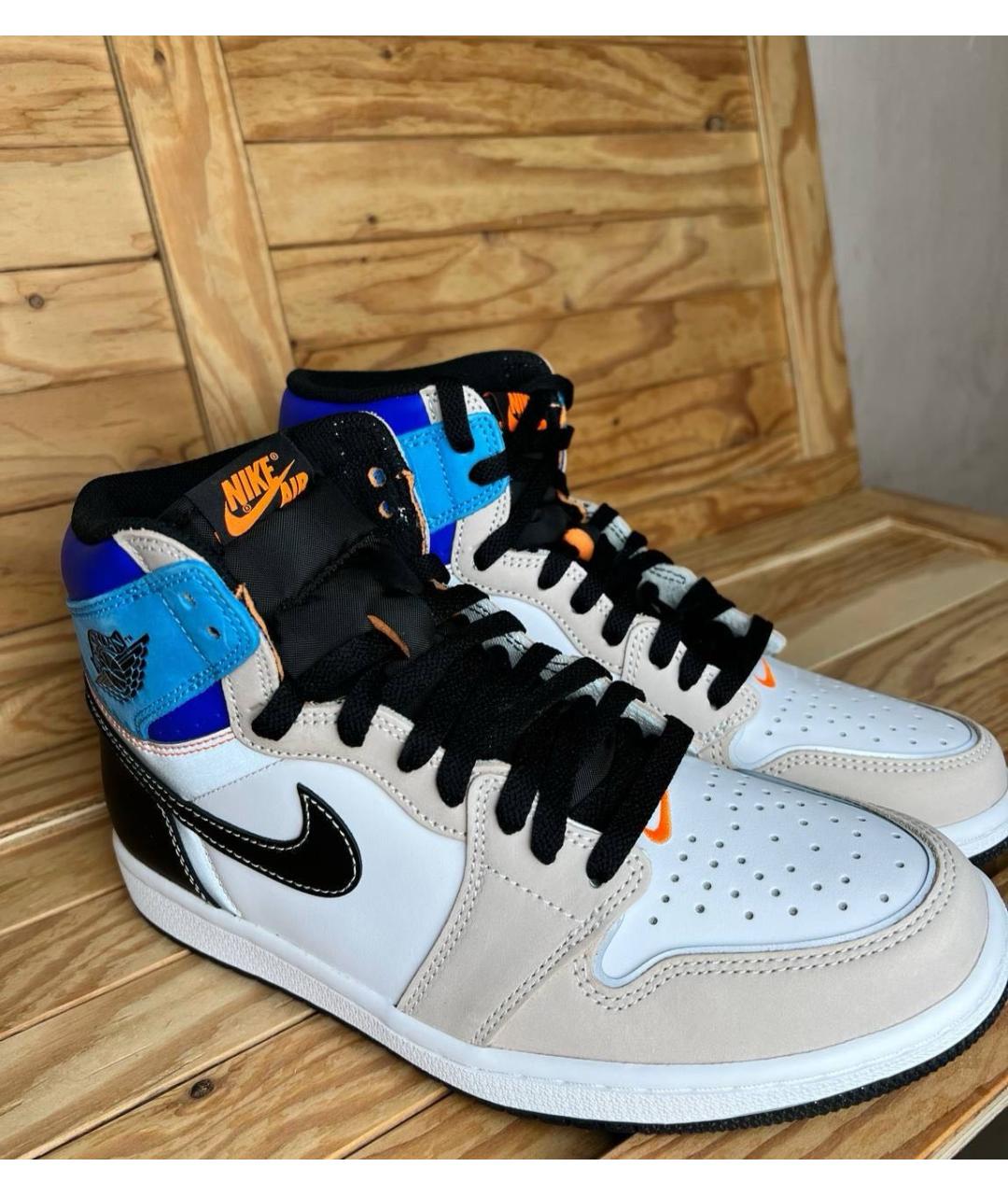 NIKE Белые кожаные высокие кроссовки / кеды, фото 2