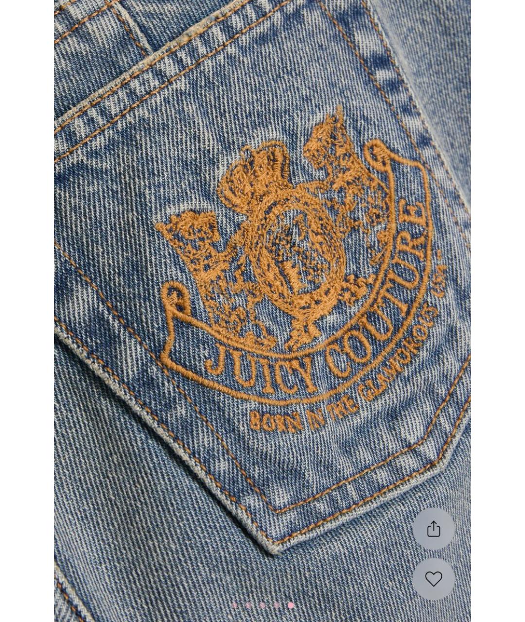 JUICY COUTURE Голубые хлопковые джинсы клеш, фото 4