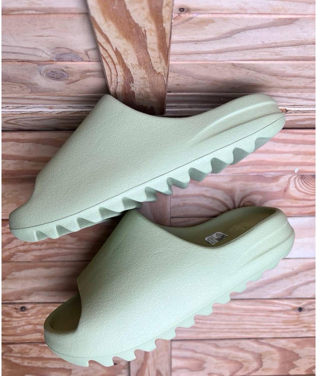 ADIDAS YEEZY Зеленые резиновые шлепанцы, фото 3