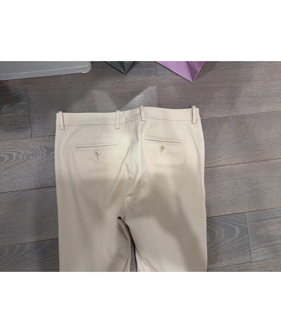 LORO PIANA Бежевые хлопковые брюки узкие, фото 3