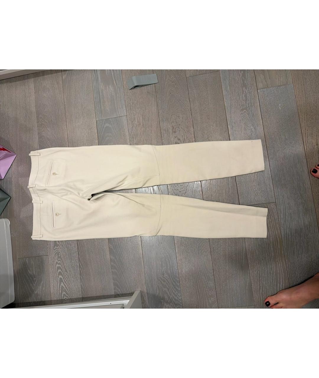 LORO PIANA Бежевые хлопковые брюки узкие, фото 2