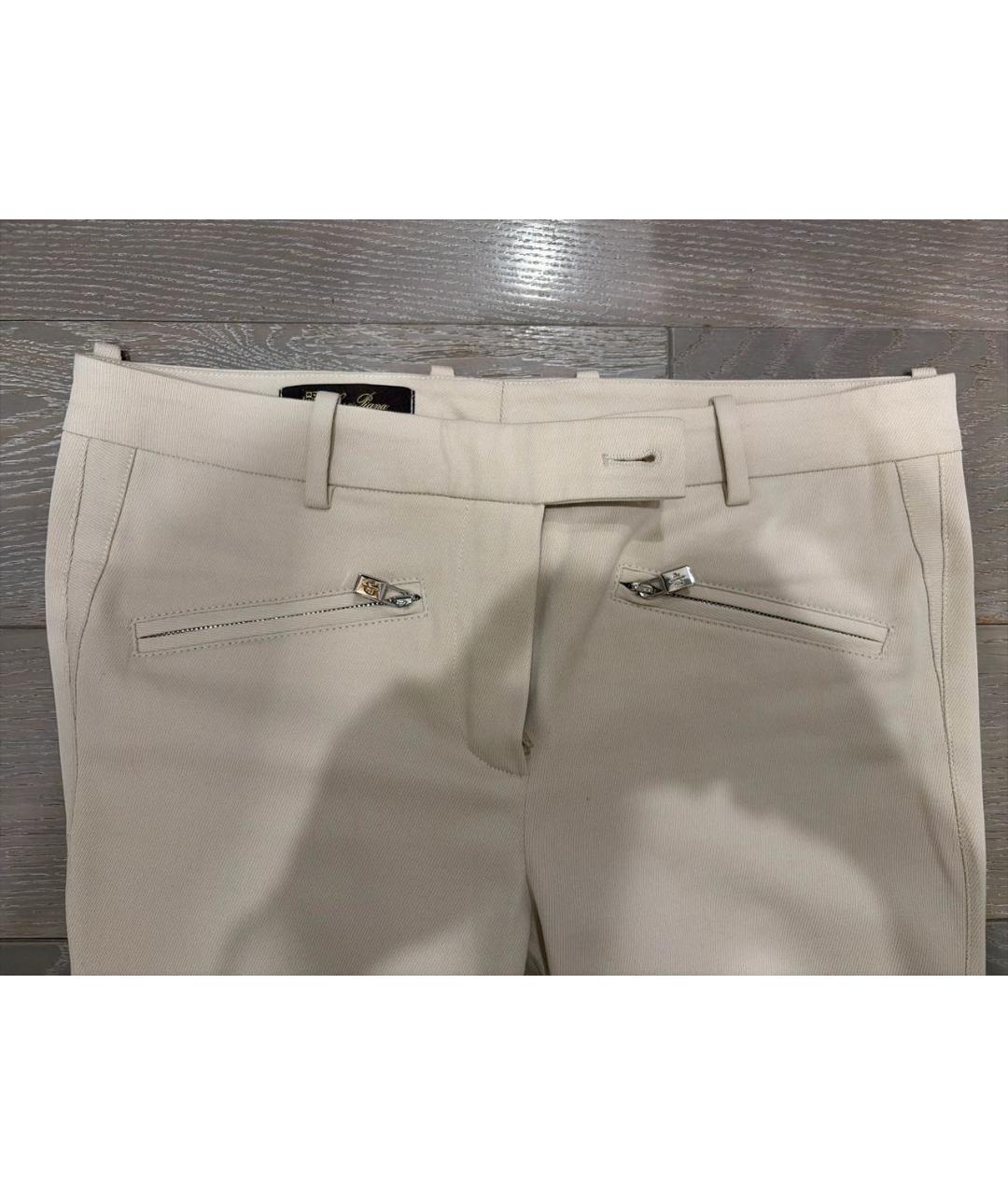 LORO PIANA Бежевые хлопковые брюки узкие, фото 4