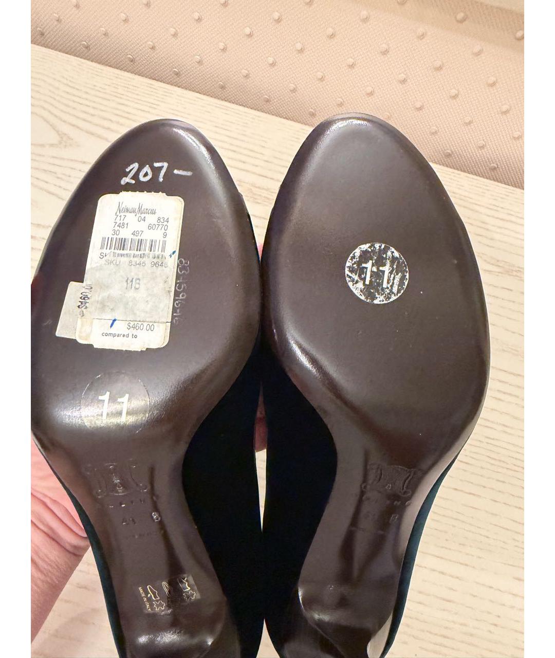CELINE Зеленые бархатные туфли, фото 6