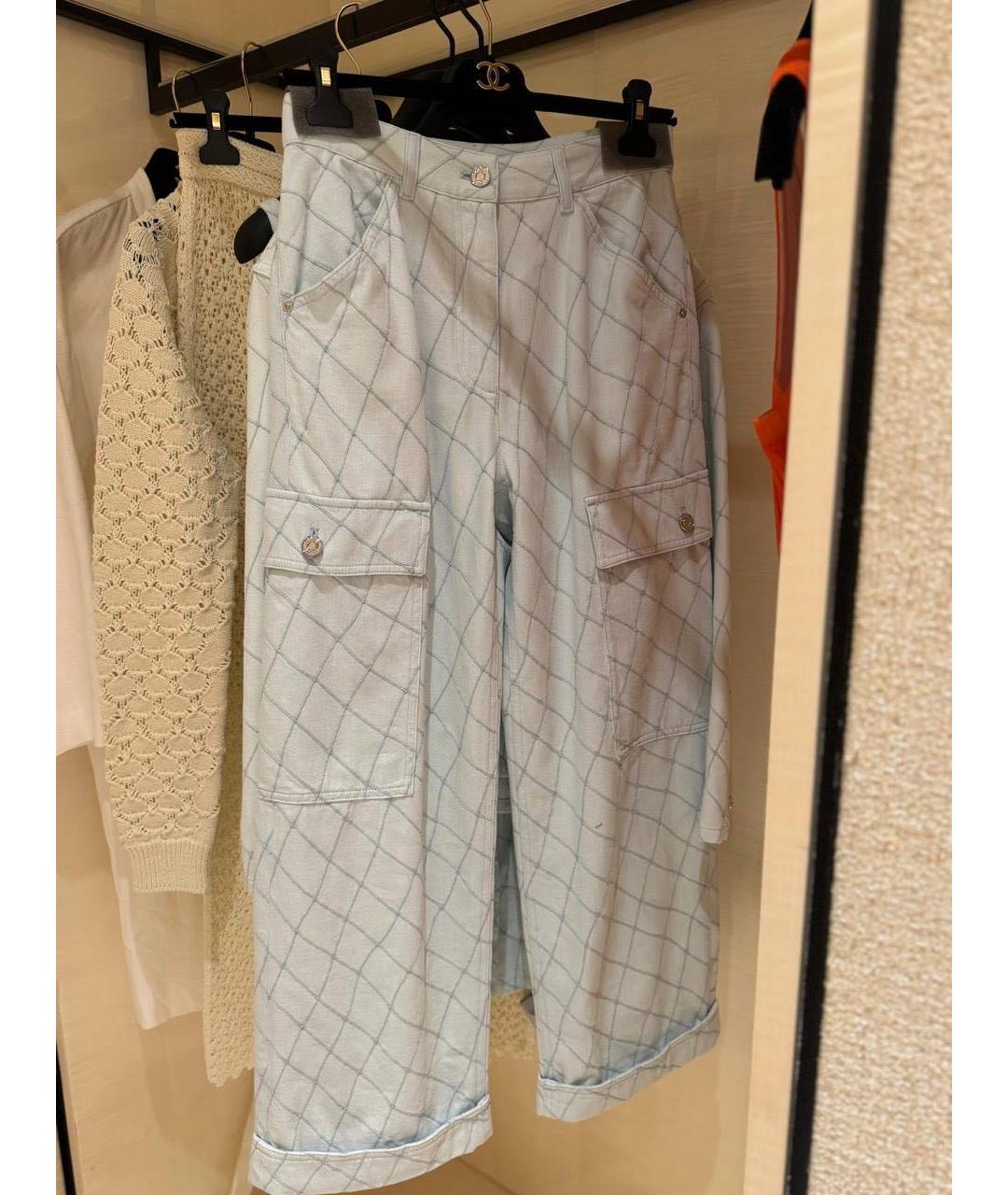 CHANEL Голубые хлопковые прямые джинсы, фото 3