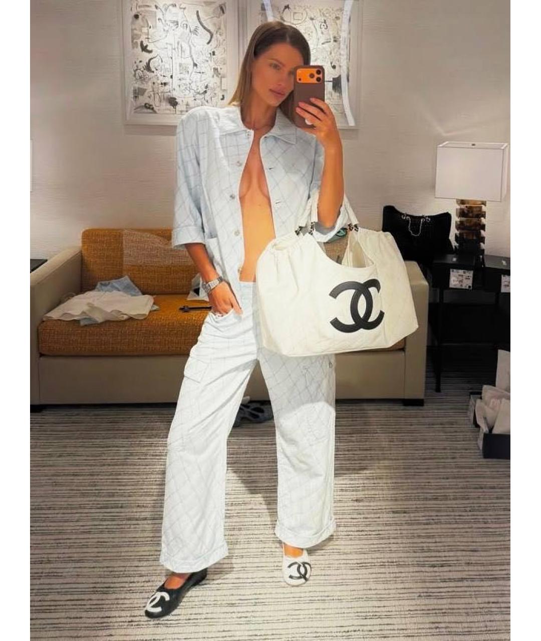 CHANEL Голубые хлопковые прямые джинсы, фото 5