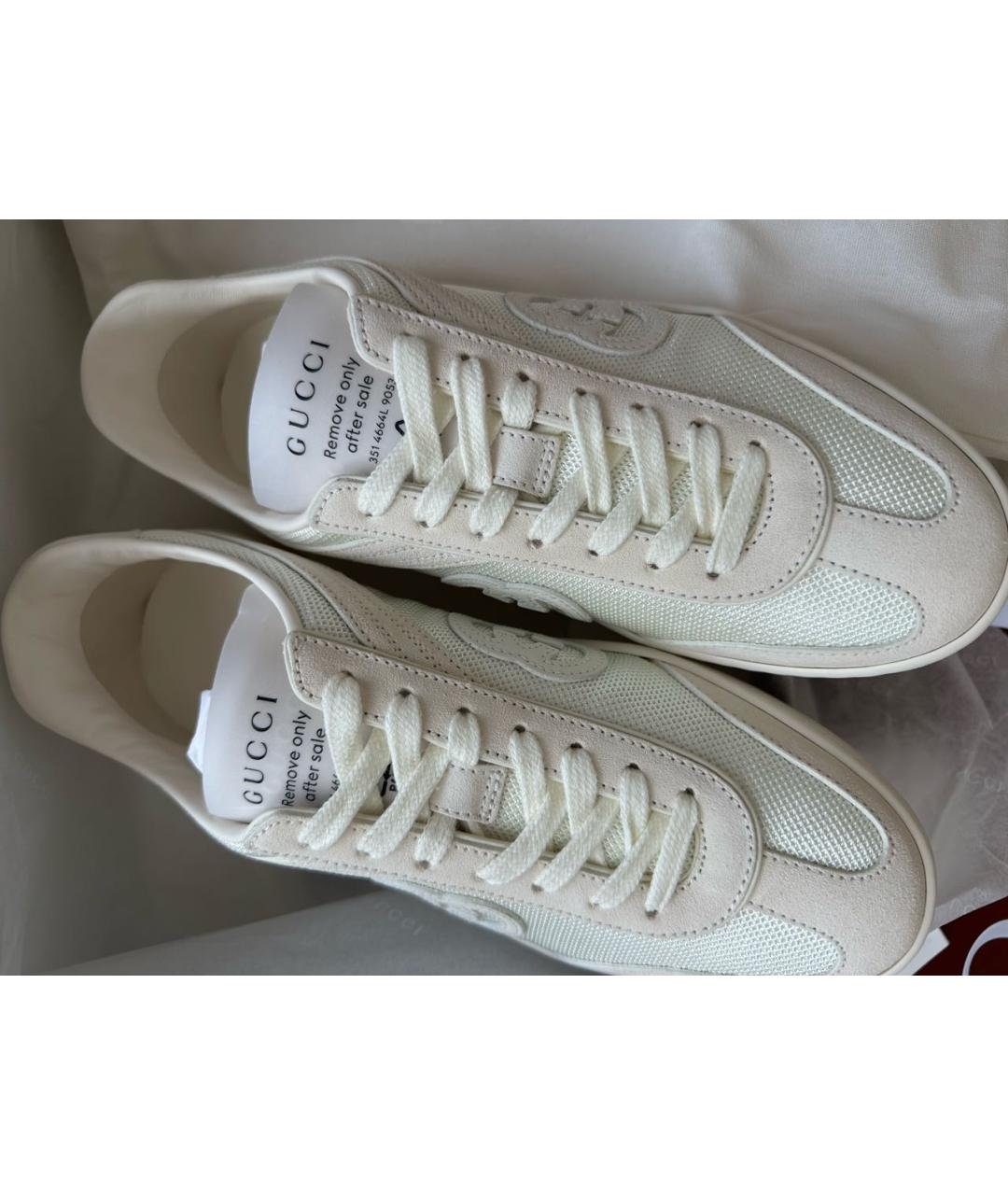 GUCCI Белые кожаные кеды, фото 5