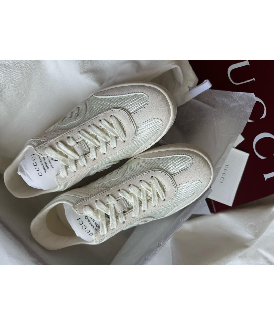GUCCI Белые кожаные кеды, фото 2
