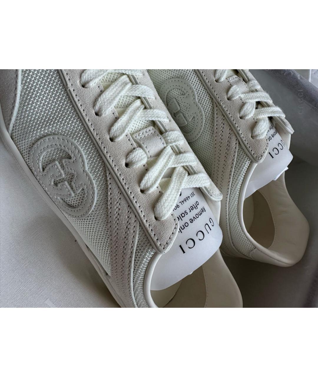 GUCCI Белые кожаные кеды, фото 3