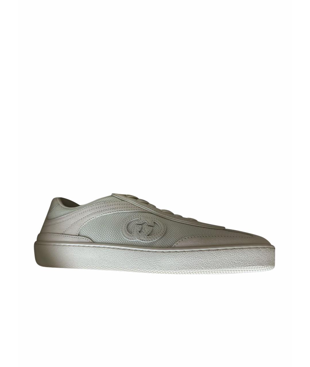GUCCI Белые кожаные кеды, фото 1