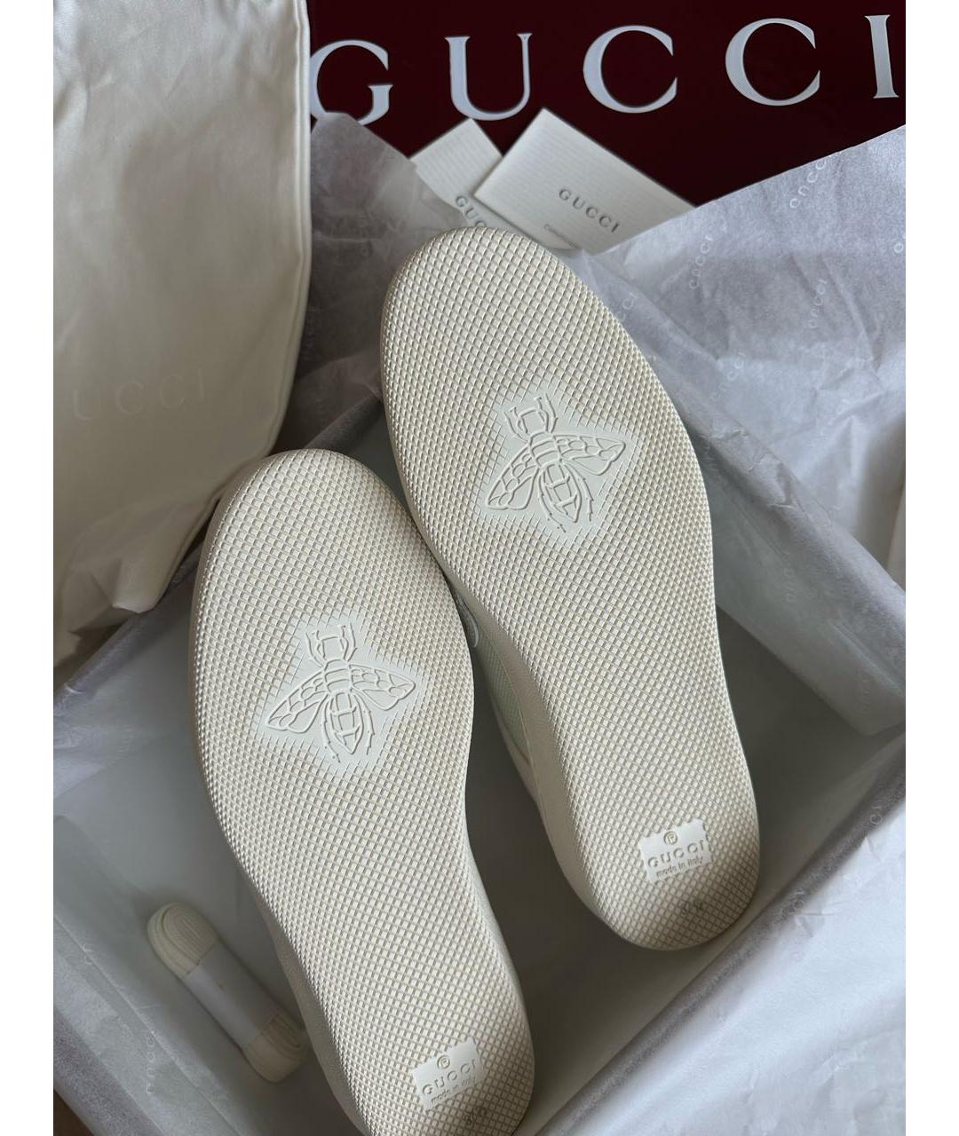 GUCCI Белые кожаные кеды, фото 4