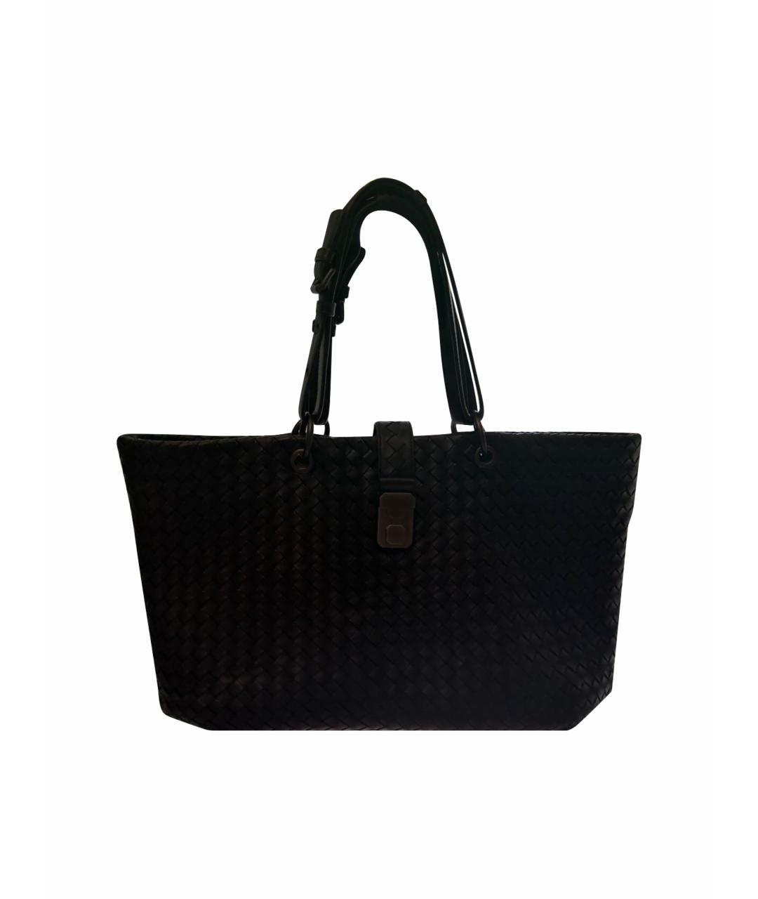 BOTTEGA VENETA Черная кожаная сумка тоут, фото 1