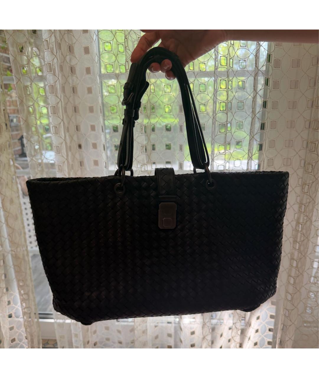 BOTTEGA VENETA Черная кожаная сумка тоут, фото 9