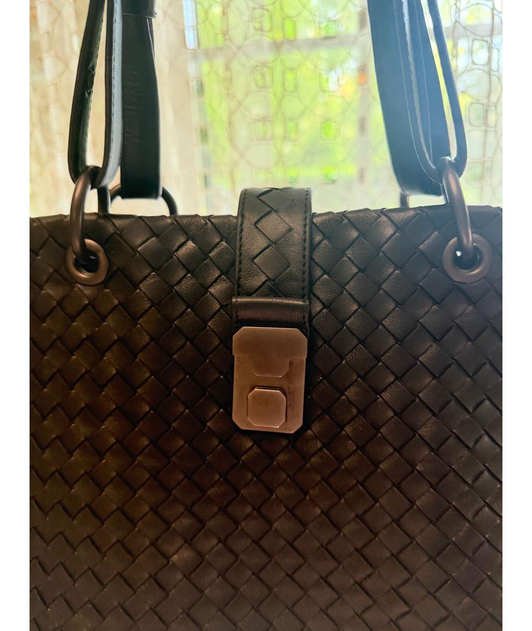 BOTTEGA VENETA Черная кожаная сумка тоут, фото 3