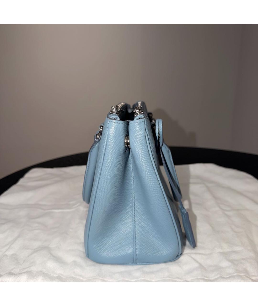 PRADA Голубая кожаная сумка тоут, фото 4