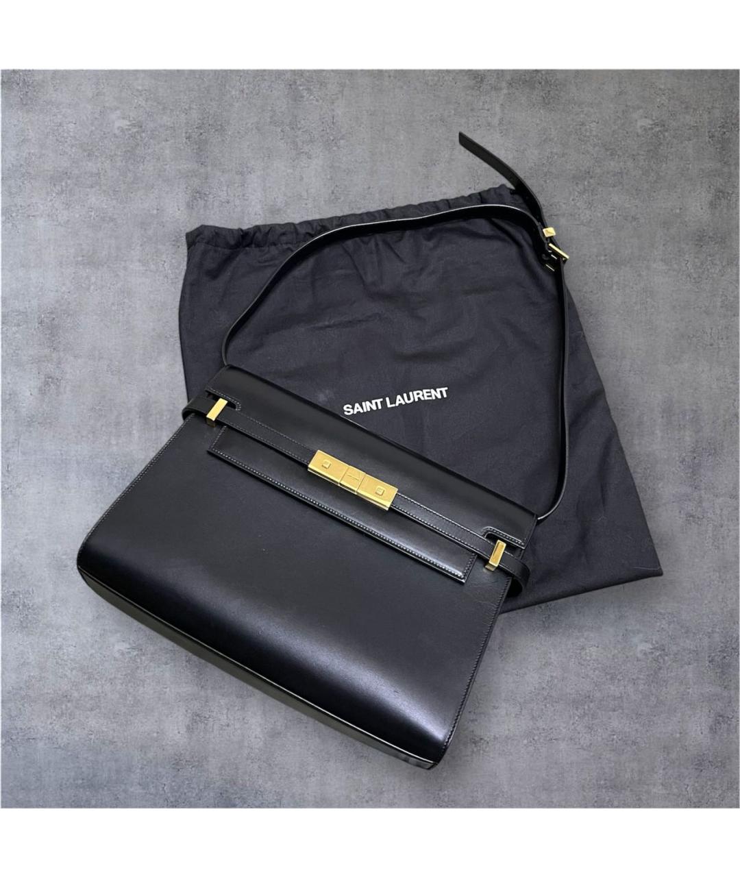SAINT LAURENT Черная кожаная сумка с короткими ручками, фото 4