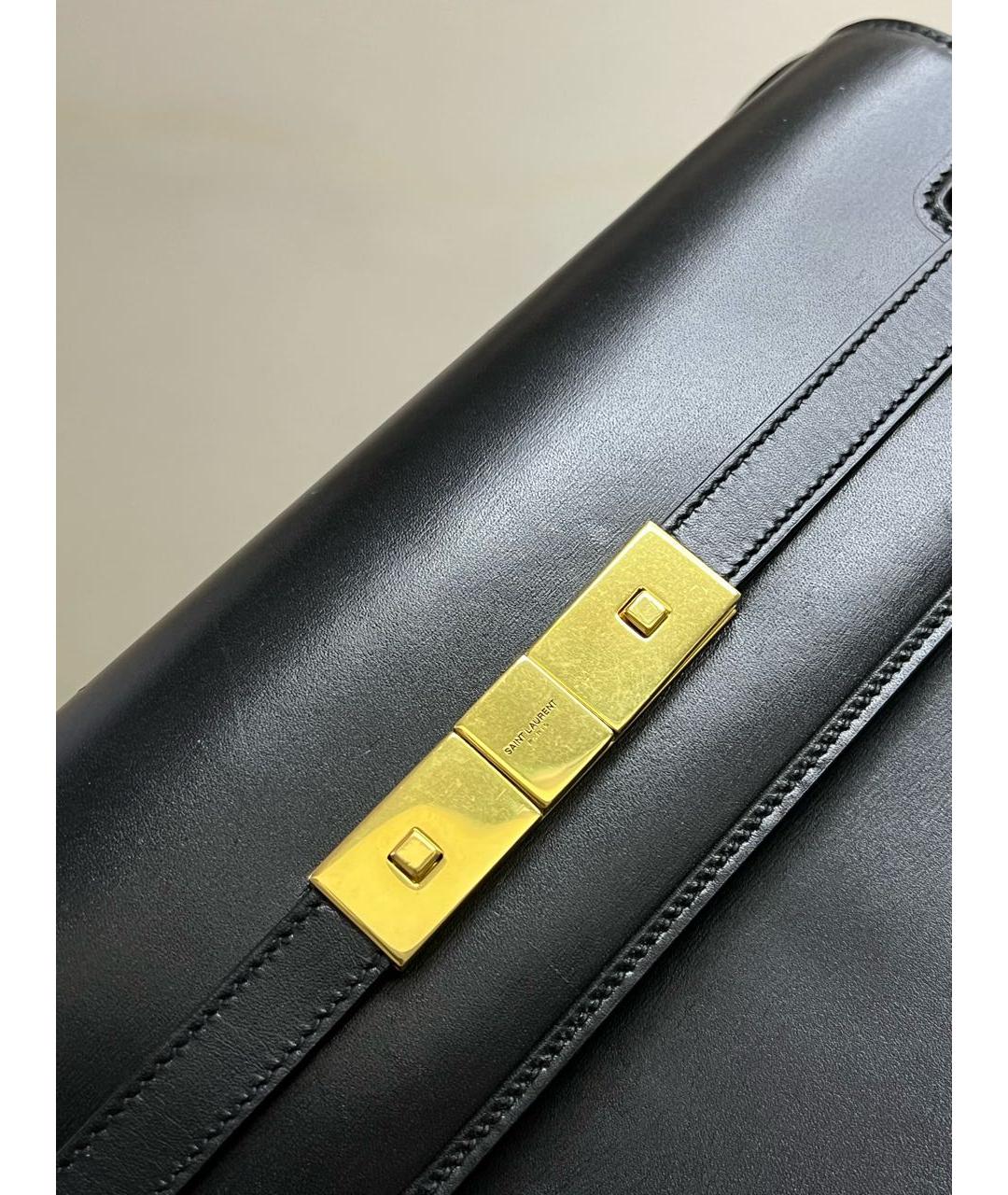 SAINT LAURENT Черная кожаная сумка с короткими ручками, фото 3