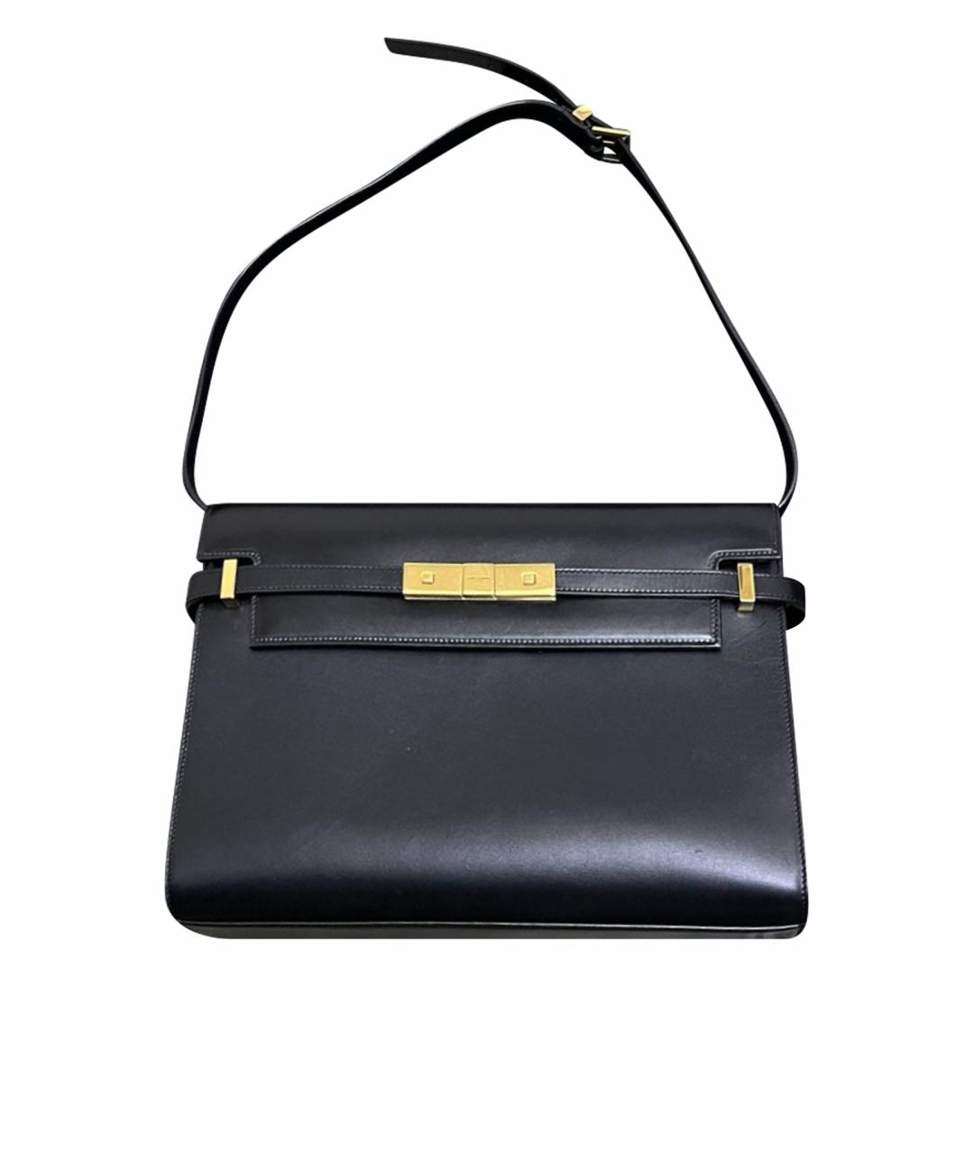 SAINT LAURENT Черная кожаная сумка с короткими ручками, фото 1