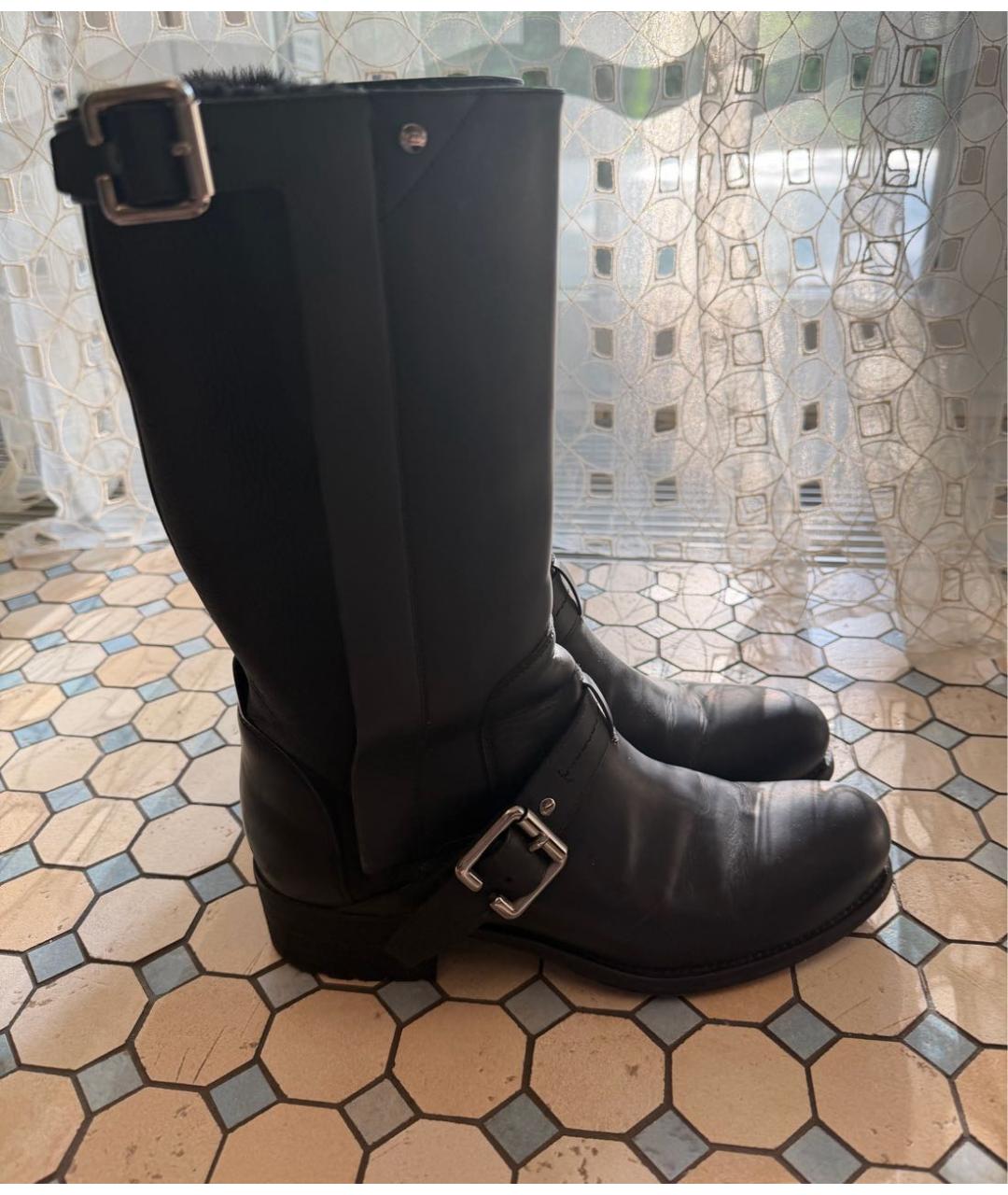 CHRISTIAN DIOR Черные кожаные сапоги, фото 3
